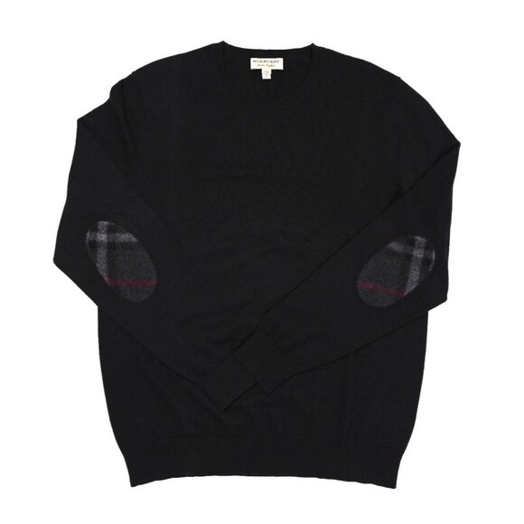 Burberry Richmond Check Elbow Detail Sweater in Black
